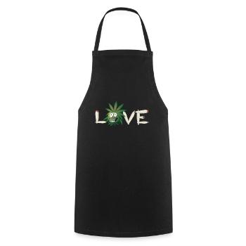 Mauvaise herbe d’amour - Tablier de cuisine - noir - Devant - AI Model Male 185 dark (185cm)