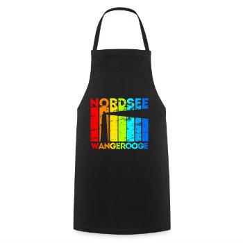 Wangerooge Nordsee Leuchtturm Urlaub - Kochschürze - Schwarz - Vorne - AI Model Male 185 dark (185cm)