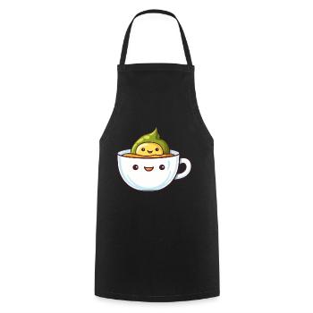 Avocado Badet in Kaffee Frühaufsteher Design - Kochschürze - Schwarz - Vorne - AI Model Male 185 dark (185cm)