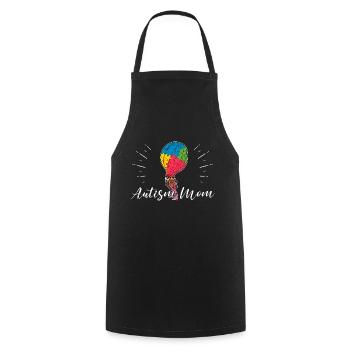 Autisme maman ballon autistique pièce de puzzle - Tablier de cuisine - noir - Devant - AI Model Male 185 dark (185cm)