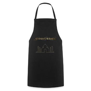 Ramadan Mubarak Golden Mosque - Cooking Apron - black - Front - AI Model Male 185 dark (185cm)