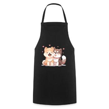Dogs Love Cuddle Hug Heart Cute Cute - Cooking Apron - black - Front - AI Model Male 185 dark (185cm)