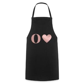 Buchstabe o Herz roségold - Kochschürze - Schwarz - Vorne - AI Model Male 185 dark (185cm)