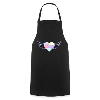 Pastel Heart with Wings - ApriNoeScor - Cooking Apron - black - Front - AI Model Male 185 dark (185cm)