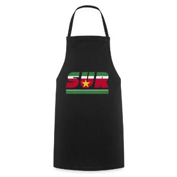 Bannière drapeau Suriname SUR - Tablier de cuisine - noir - Devant - AI Model Male 185 dark (185cm)