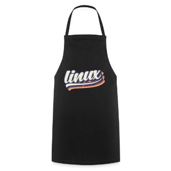 Linux | retro vintage logo - Cooking Apron - black - Front - AI Model Male 185 dark (185cm)