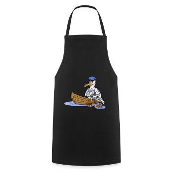 Ahoy Boat Seagull Seaman Maritime Captain Travel Anchor - Cooking Apron - black - Front - AI Model Male 185 dark (185cm)