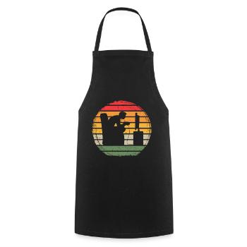 Gaming Vintage - Cooking Apron - black - Front - AI Model Male 185 dark (185cm)