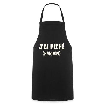 J'ai péché pardon - Tablier de cuisine - noir - Devant - AI Model Male 185 dark (185cm)