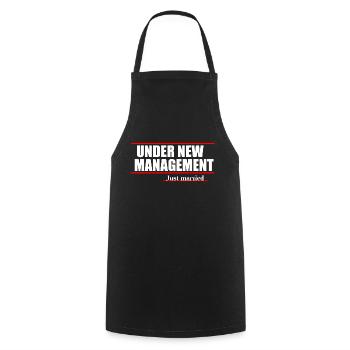 New management funny quote - Cooking Apron - black - Front - AI Model Male 185 dark (185cm)