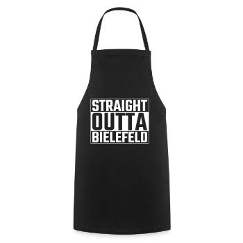 Straight Outta Bielefeld Bielefelder - Cooking Apron - black - Front - AI Model Male 185 dark (185cm)