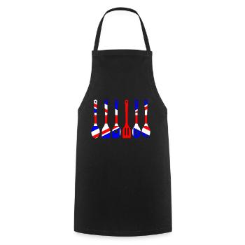 Union Jack Flag Kitchen Tools Silhouette - Cooking Apron - black - Front - AI Model Male 185 dark (185cm)