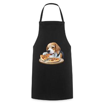 Beagle amateur de pizza - Tablier de cuisine - noir - Devant - AI Model Male 185 dark (185cm)