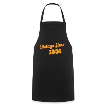 Vintage since 1991 32 Years Old - Groovy 32nd - Cooking Apron - black - Front - AI Model Male 185 dark (185cm)