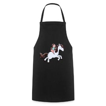 Cavalier Poney Fille Équitation Ross Poney Ferme Enfant - Tablier de cuisine - noir - Devant - AI Model Male 185 dark (185cm)