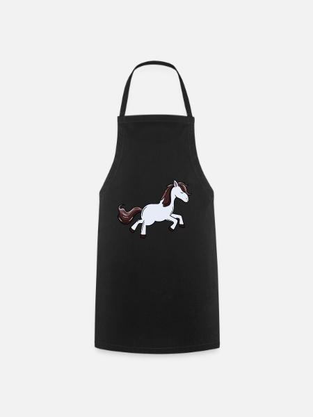 Poney Cheval Chevaux Ross Gaul Enfants Filles Poney Farm - Tablier de cuisine - noir