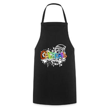 Ghettokid Style Graffiti Airbrush Design - Kochschürze - Schwarz - Vorne - AI Model Male 185 dark (185cm)