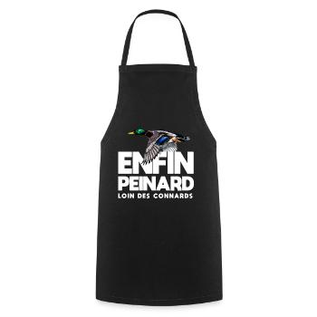 Enfin peinard chasseur cadeau drôle chasse canard - Tablier de cuisine - noir - Devant - AI Model Male 185 dark (185cm)