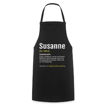Susanne Name Definition - Kochschürze - Schwarz - Vorne - AI Model Male 185 dark (185cm)