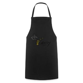 Bee Happy Line Art - Minimalist with splashes of color - Cooking Apron - black - Front - AI Model Male 185 dark (185cm)