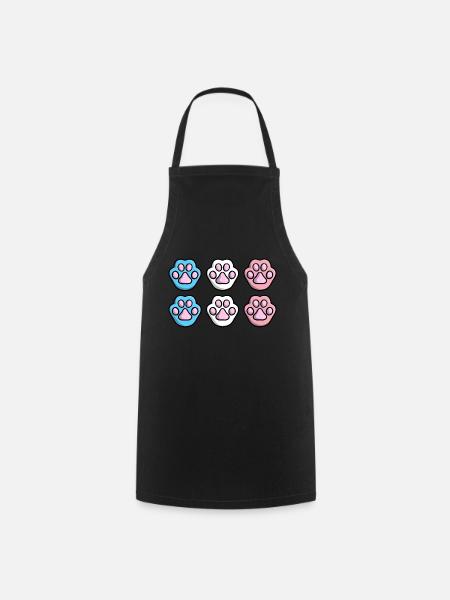 Süße Katze Pfote Trans Flagge Fahne LGBTQ Kawaii - Kochschürze - Schwarz