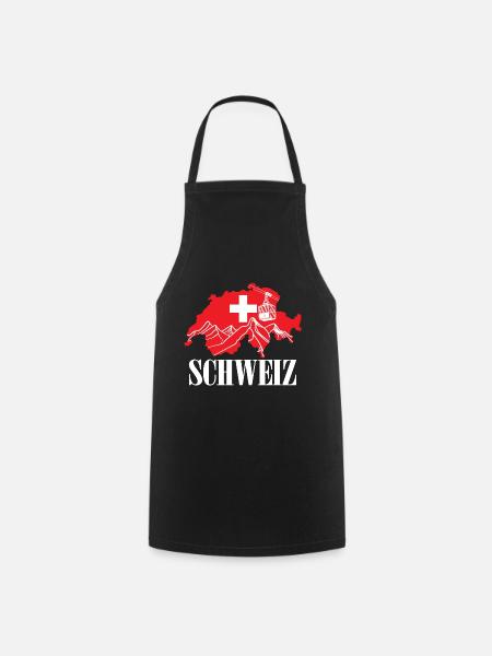 Suisse Carte Drapeau Suisse - Suisse - Tablier de cuisine - noir