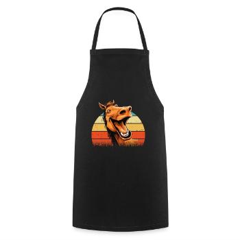 Laughing Horse Funny Funny Humor Crazy Ugly - Cooking Apron - black - Front - AI Model Male 185 dark (185cm)
