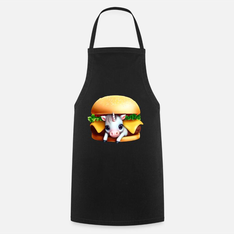 Licorne Cheeseburger - Tablier de cuisine - noir