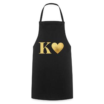 Buchstabe k goldenes Herz - Kochschürze - Schwarz - Vorne - AI Model Male 185 dark (185cm)