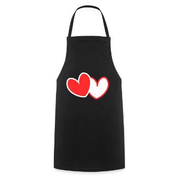 Mariage JGA à deux coeurs - Tablier de cuisine - noir - Devant - AI Model Male 185 dark (185cm)