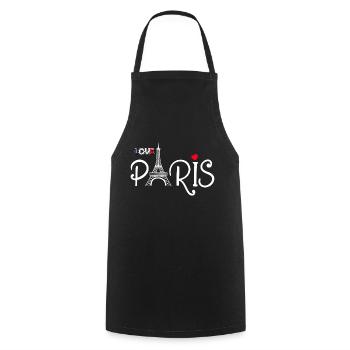 J'aime Paris - Love Paris - Cooking Apron - black - Front - AI Model Male 185 dark (185cm)