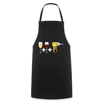 Vin rouge et Vin blanc et Pâtes - Tablier de cuisine - noir - Devant - AI Model Male 185 dark (185cm)