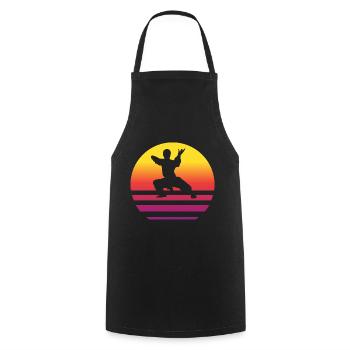 Martial Arts Retro Style Vintage - Cooking Apron - black - Front - AI Model Male 185 dark (185cm)