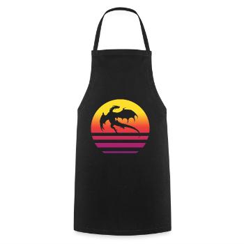 Drache Retro Style Vintage - Kochschürze - Schwarz - Vorne - AI Model Male 185 dark (185cm)