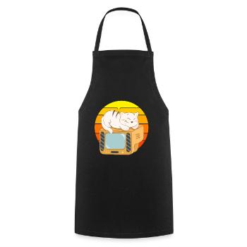 Katze Tv Sonnenuntergang - Kochschürze - Schwarz - Vorne - AI Model Male 185 dark (185cm)