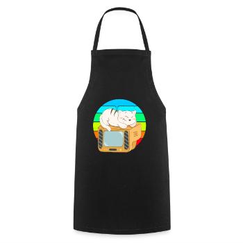 Katze Tv Sonnenuntergang - Kochschürze - Schwarz - Vorne - AI Model Male 185 dark (185cm)