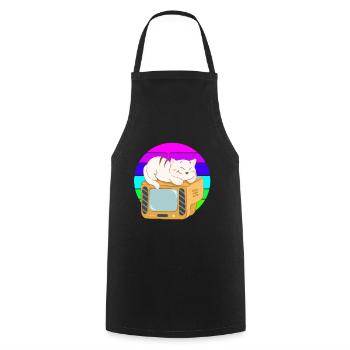 Katze Tv Sonnenuntergang - Kochschürze - Schwarz - Vorne - AI Model Male 185 dark (185cm)