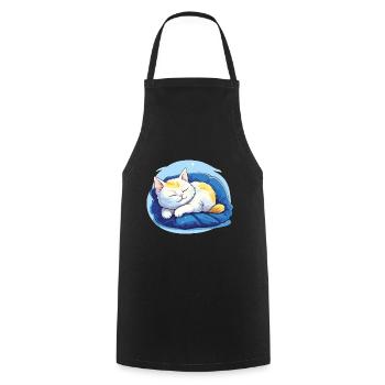 Sleeping Cat Official Sleep Shirt Kitten - Cooking Apron - black - Front - AI Model Male 185 dark (185cm)
