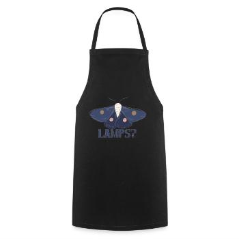 Funny Owl Figurine with Big Eyes and Lamps Text - Cooking Apron - black - Front - AI Model Male 185 dark (185cm)