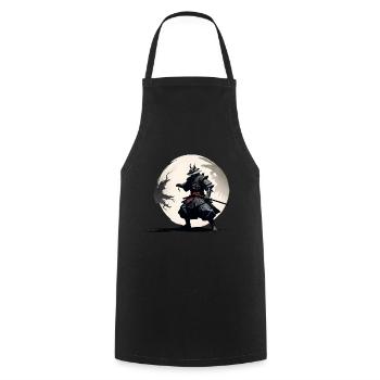Samurai Krieger im Vollmond - Kochschürze - Schwarz - Vorne - AI Model Male 185 dark (185cm)