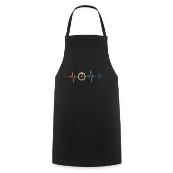 Heartbeat Retro Stoppuhr - Kochschürze - Schwarz - Vorne - AI Model Male 185 dark (185cm)