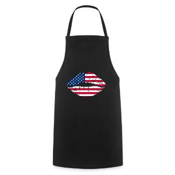USA flag mouth - Cooking Apron - black - Front - AI Model Male 185 dark (185cm)