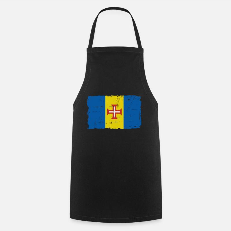 Drapeau de Madère - Drapeau de Madère - Look minable - Tablier de cuisine - noir