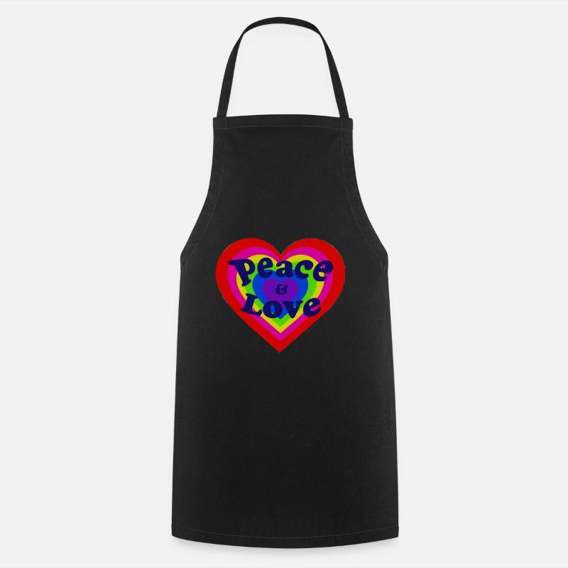 Peace and Love - Cooking Apron - black