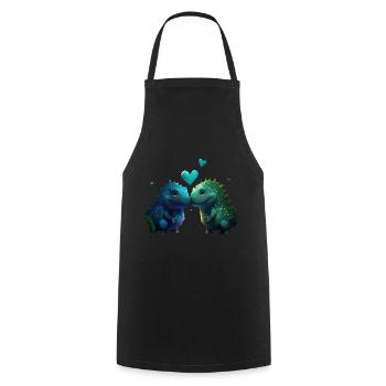 Dino Donosaur Sweet T-rex Love - Cooking Apron - black - Front - AI Model Male 185 dark (185cm)