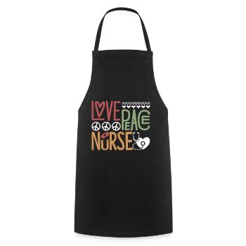 Nurse Love Peace Nurse - Cooking Apron - black - Front - AI Model Male 185 dark (185cm)