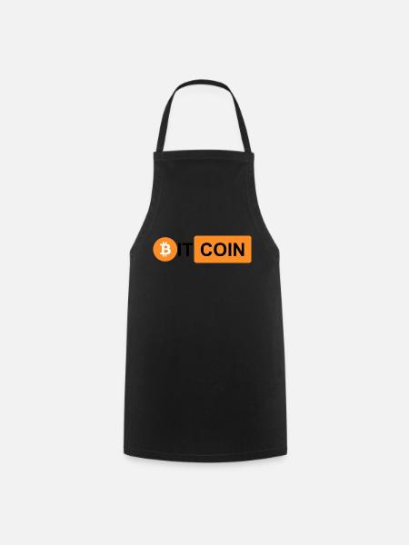 Krypto Bitcoin BTC prn 3 - Kochschürze - Schwarz