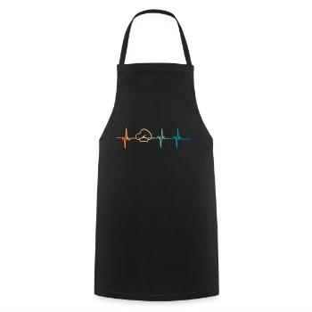 Herzschlag-Koch - Kochschürze - Schwarz - Vorne - AI Model Male 185 dark (185cm)