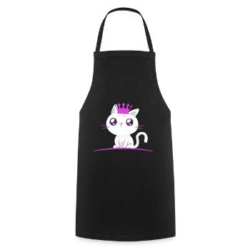 Chaton Princesse Chat Chats Enfants Bébé - Tablier de cuisine - noir - Devant - AI Model Male 185 dark (185cm)