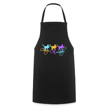 Chat fou Dame Texte Folle Femme Chats Amour - Tablier de cuisine - noir - Devant - AI Model Male 185 dark (185cm)